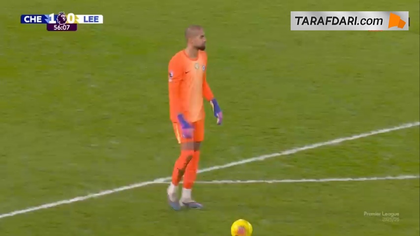 گل کول پالمر به لیدز یونایتد از روی نقطه پنالتی (چلسی 2-0 لیدز یونایتد)
